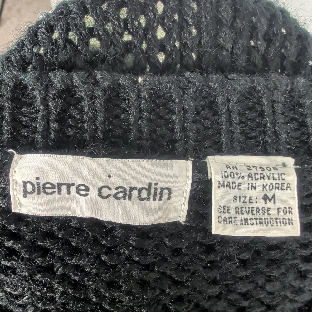 Vintage 80s Pierre Cardin Sweater Medium Black Geometric - Picture 8 of 8
